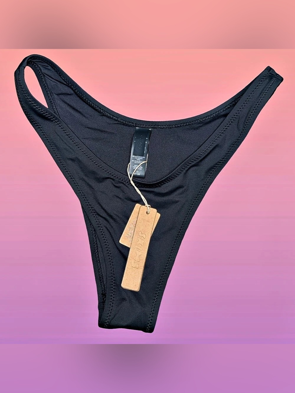 NWT SKIMS Swim Cheeky Tanga Bikini Bottoms in Gunmetal Gray